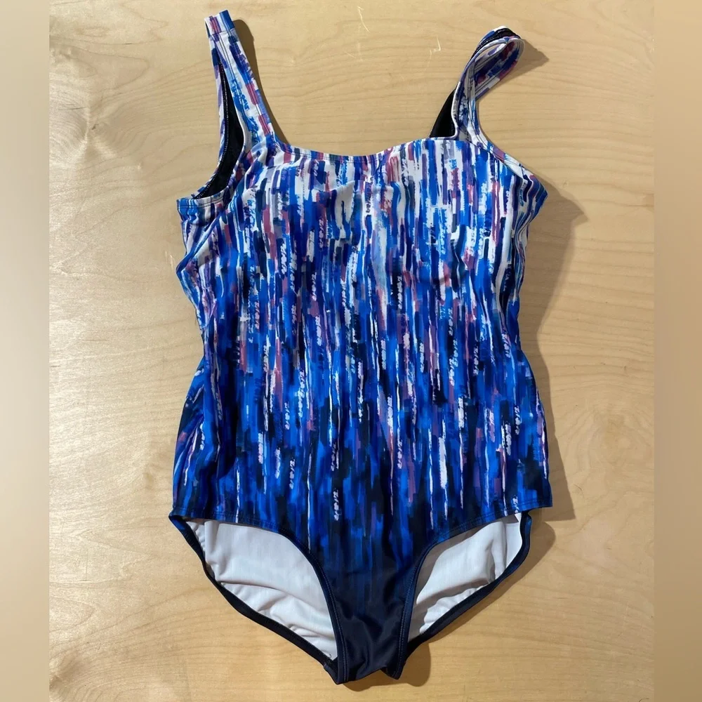 Swim Suits For All Blue and Purple SwimSuit 16 (OO)